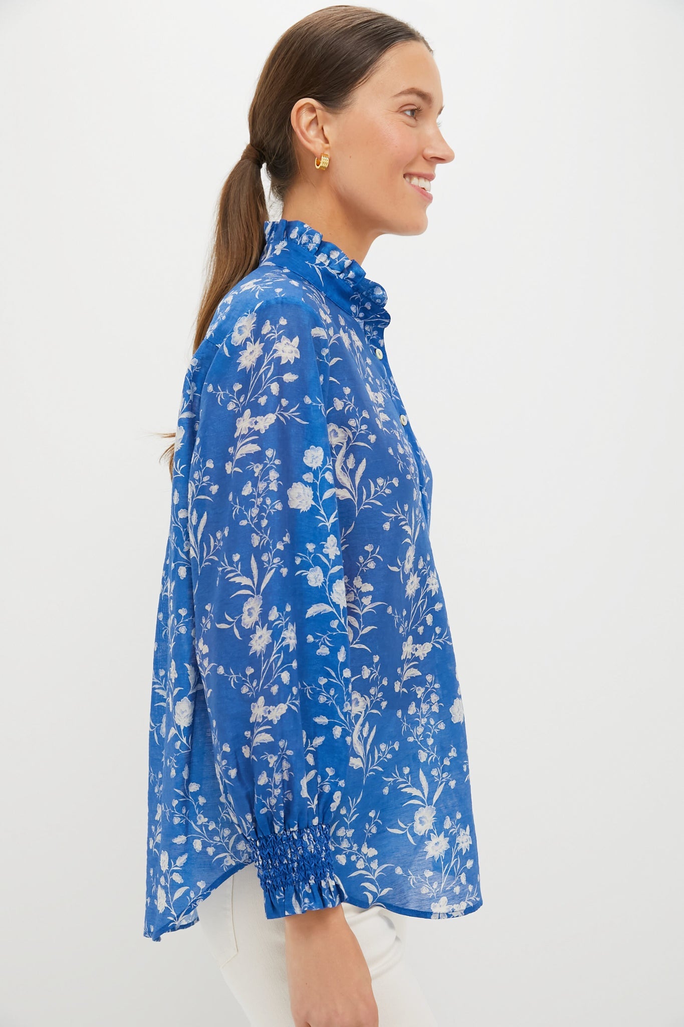 Limoges Floral Teagan Popover Top